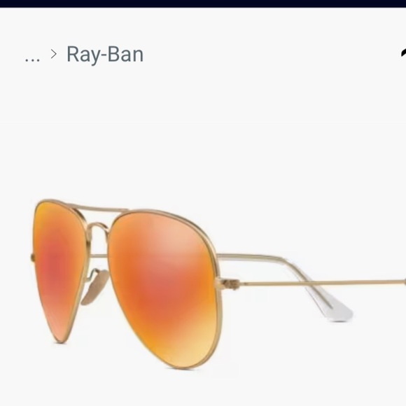 Ray-Ban Aviator Large Gold Metal Mirror Sunglasses w/Red-Orange Mirrored Lenses - Picture 2 of 7